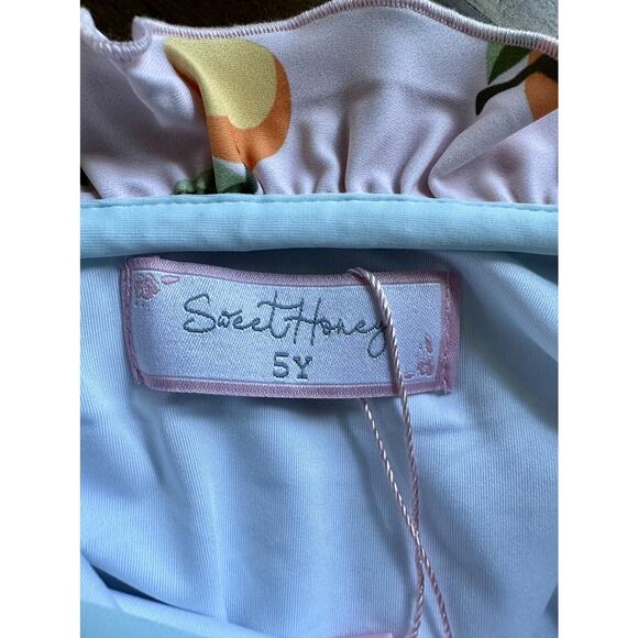 NWT SweetHoney Mary One Piece Swimsuit Savannah Floral White Pink Ruffle Preppy - Picture 3 of 6